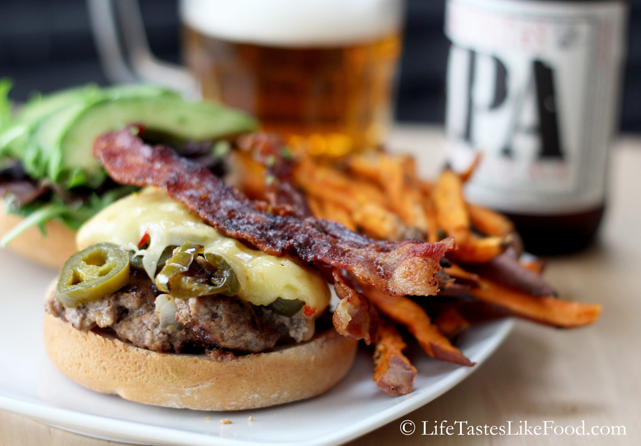 Spicy Jalapeno and Bacon IPA Burger with Pepper Jack Cheese